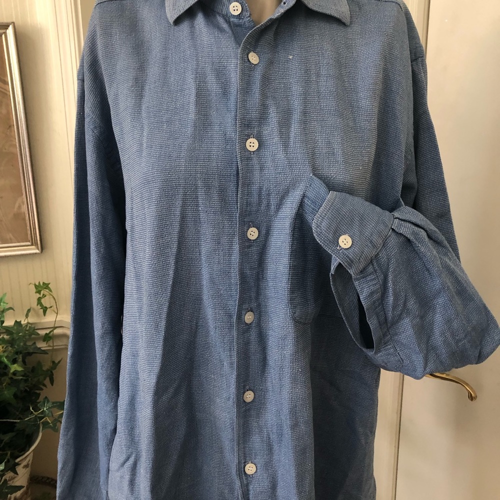 Ermenegildo Zegna Blue Chambray Button Down Pocket Casual Dress Shirt M